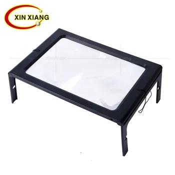 

Desktop desktop USB plug-in 12 LED lights reading and repair 2.5 times chest hanging square A4 paper magnifying glass