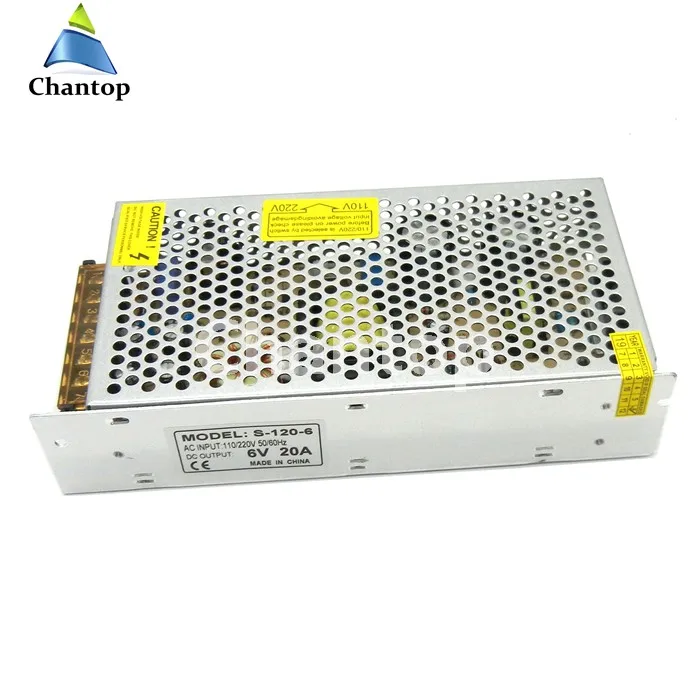 Одиночный выход импульсный источник питания 6V 20A 120W источник питания Трансформаторы 110V 220V AC DC6v SMPS S-120-6 для системы мониторинга