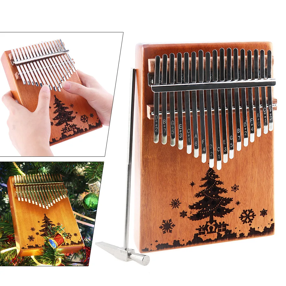 

17 Key Kalimba Christmas Tree Sound Hole Single Board Mahogany Thumb Piano Natural Mini Keyboard Instrument Christmas Gift Hot