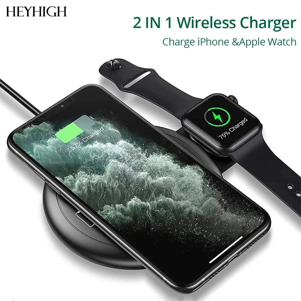 2 IN 1 Wireless charger for iphone 12 pro/Mini/ Max/11 Apple watch 5/4/3/2 Fast Charge 10W Qi 2 in 1 Wireless Charging Pad