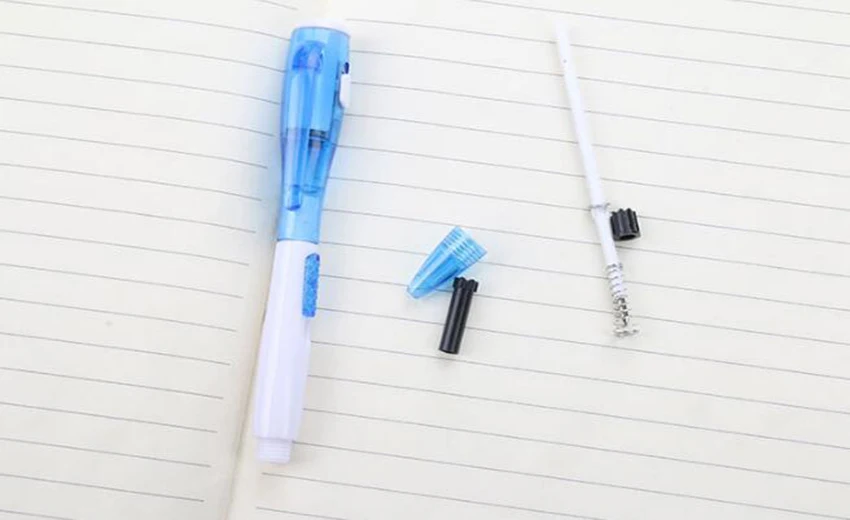 1pc Magic 2 In 1 Light Flashlight Combo Stationery Marker Penlight Highlighter Invisible Ink Pen With Battery