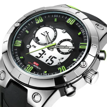 

Kt Silicone Sports Electronic Men Watch More Function Double Time Waterproof Luminous Quartz Watch Shuangxian 721