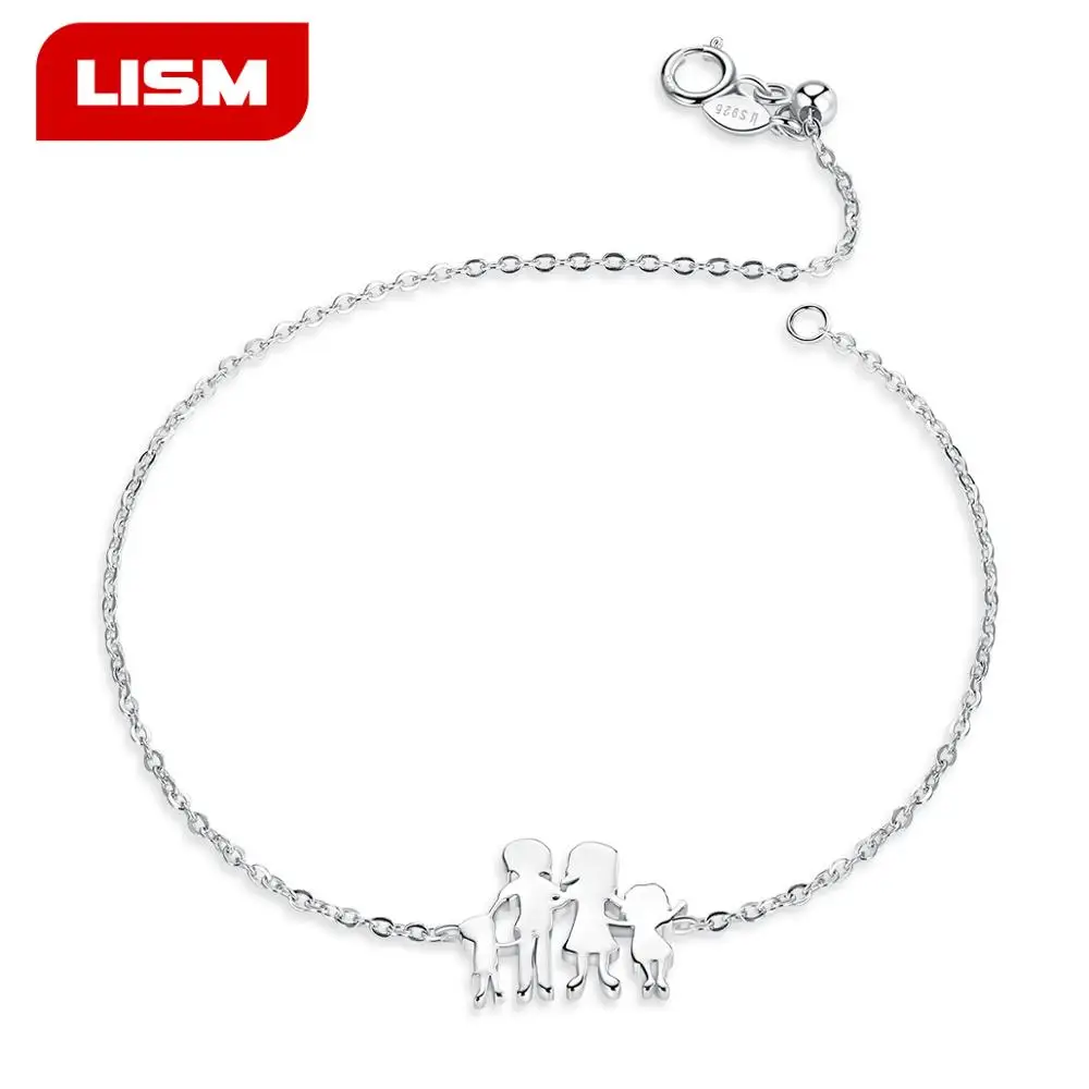 Модные 925 пробы фигурка из серебра, семейные браслеты для мамы, папы, девочки, мальчика, женщины, регулируемые золотые браслеты, подарок для детей
