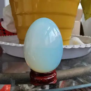 

4.8*3.5mm Top Quality Opal Egg Shape With wood stand Chakra Healing Reiki Stone