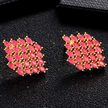 

Delicate Fashion Geometry Copper CZ Stud Earrings Rhinestone Shiny Crystal Luxury Earrings For Women Wedding Party Jewelry