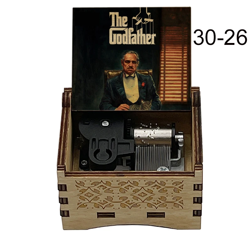 Color Print Wooden The Godfather Speak Softly Love Music Box  For Christmas Birthday Valentine's day Gift Family Decorations 3