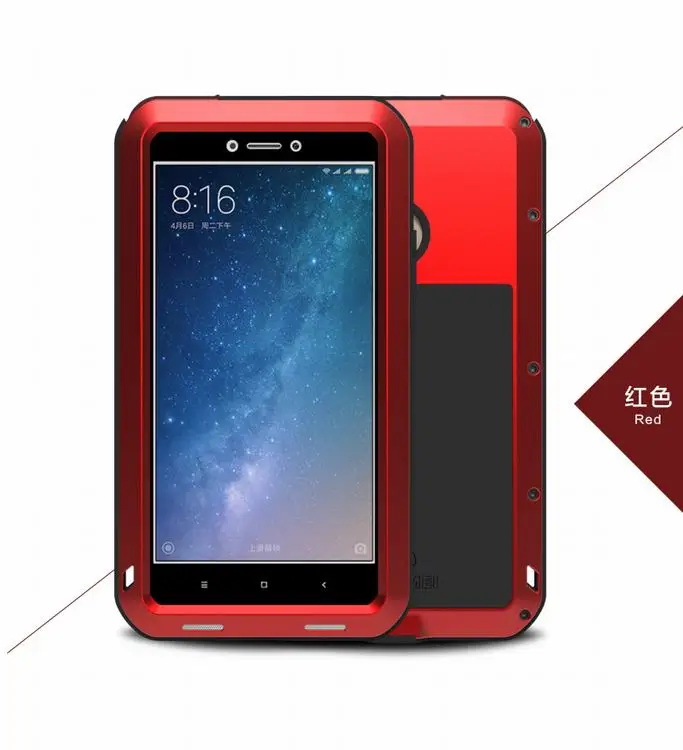 Red Водонепроницаемый чехол LOVE MEI для Xiaomi Max 2, противоударный чехол для Xiaomi Max 2, чехол, алюминиевая защита для Max 2, чехол - Цвет: Red