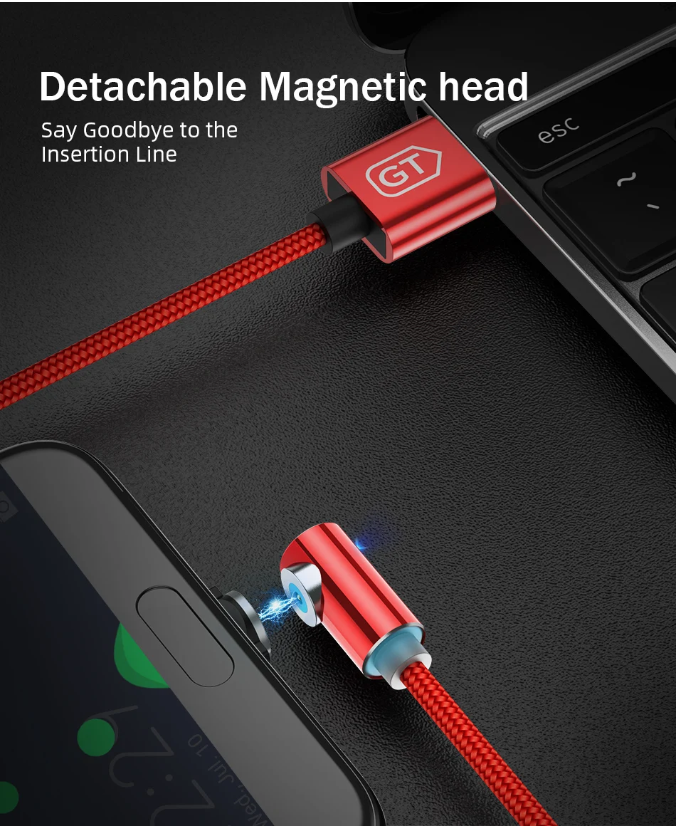GTWIN Магнитный Micro USB кабель 90 градусов для iPhone 7 Магнит USB C локоть зарядки для huawei type C Android мобильного телефона зарядное устройство