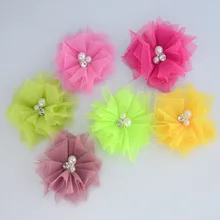 Алиэкспресс Лидер продаж 6 сантиметров жемчужина плюс сверло пришить марлевые кружева цветок Детский головной убор цветок аксессуары для волос обувь фу