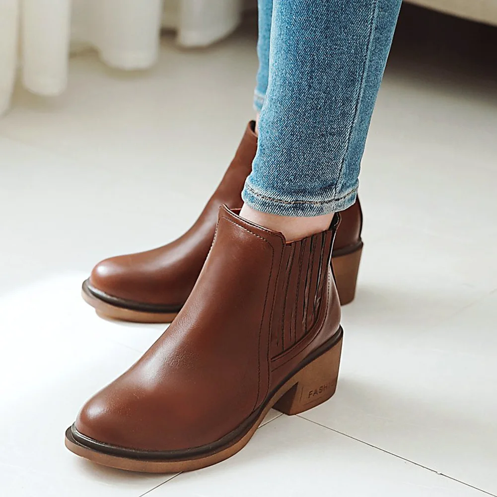 

SARAIRIS 2020 Large Size 43 Slip On Chelsea Boots Fashion Women Shoes Woman Platform Square Heels Ankle Boots Female Booties