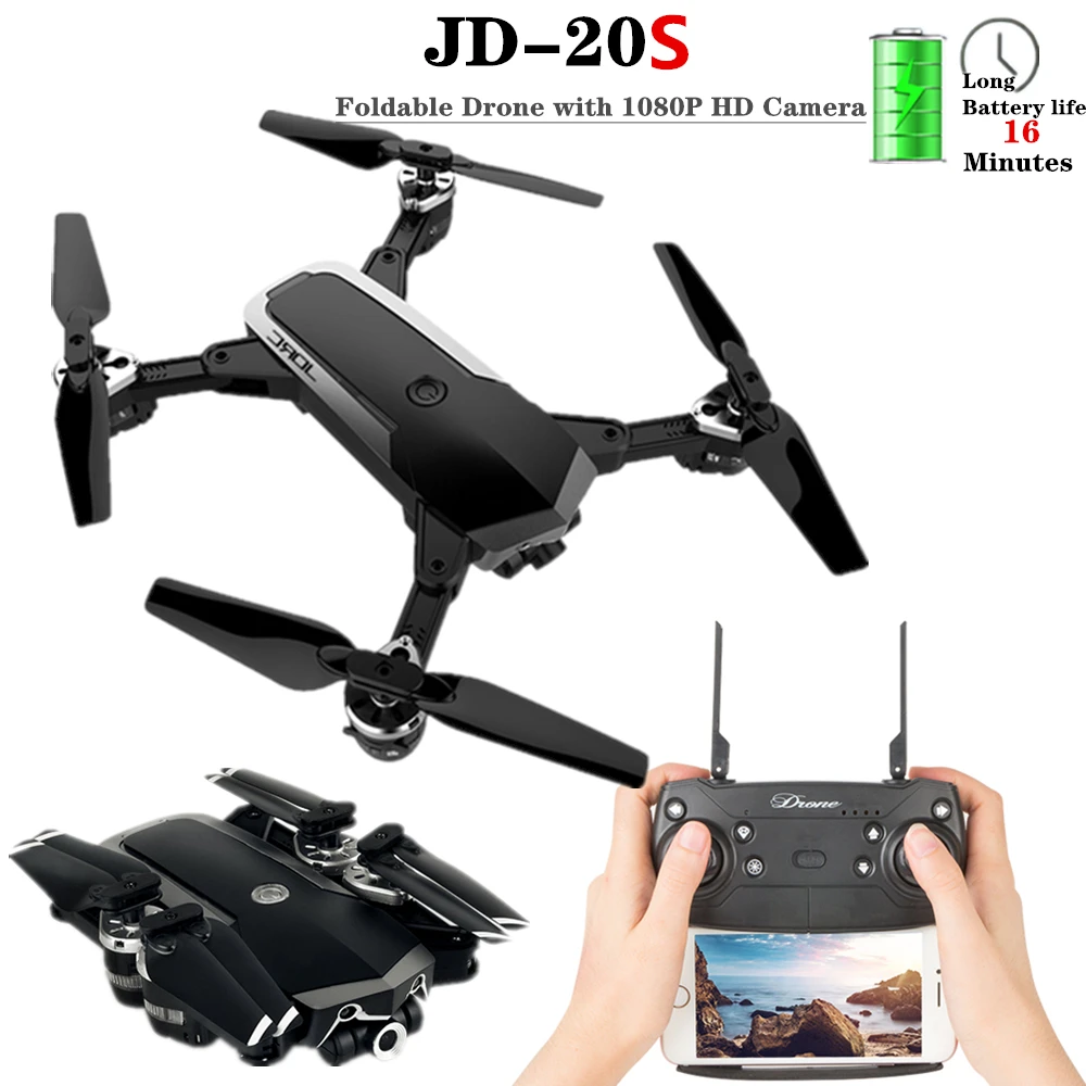 Радиоуправляемый вертолет JD-20S PRO Дроны с 2,4G WiFi FPV 1080P HD камера складной Квадрокоптер светодиодный мини-Дрон 18 минут