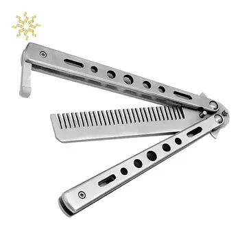

Hair Comb Practice Butterfly Knife Comb,Trainer Butterfly Knifes Training Comb Stainless Stain with Unsharpened Blade K510