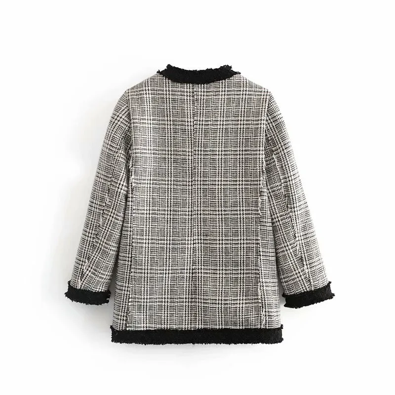 

2018 Europe And America Autumn New Style WOMEN'S Dress Retro Plaid Graceful Tweed Casual Suit Jacket Women's