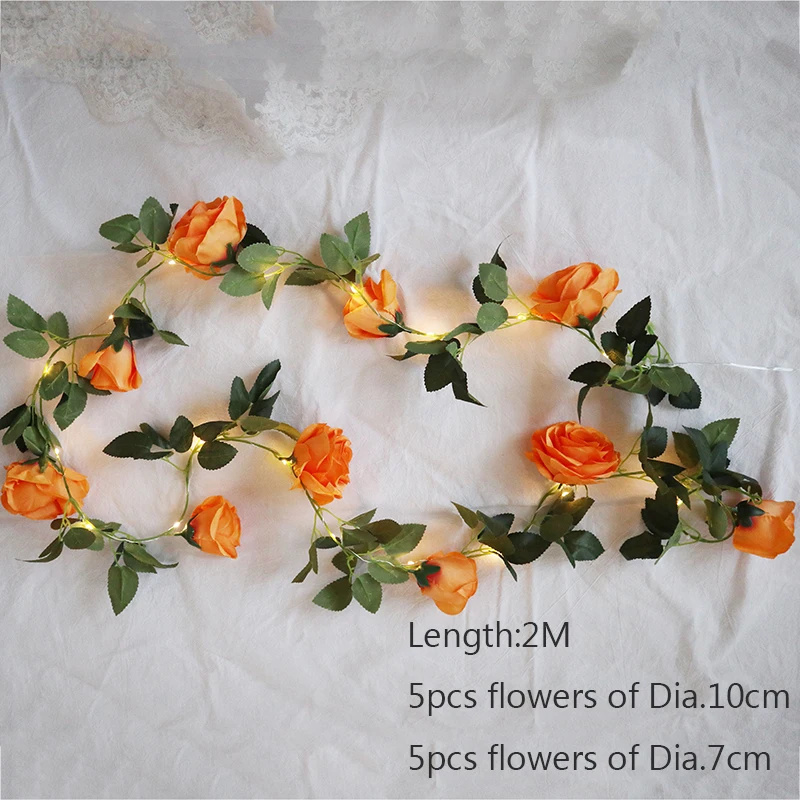 thumbnail image 1 of Guirnalda decorativa de flores rosas con batería y alambre de cobre, luces LED de cadena para decoración de bodas, fiestas y eventos de Navidad, 1 of 5