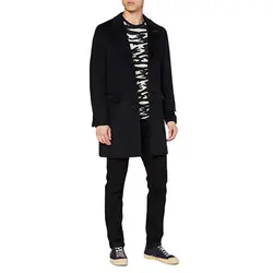 2022 Hot Selling Notch Lapel Men's Black Warm Coat Custom Made Single Breasted Fashion Wool Blend Suits Skinny Just One Jacket