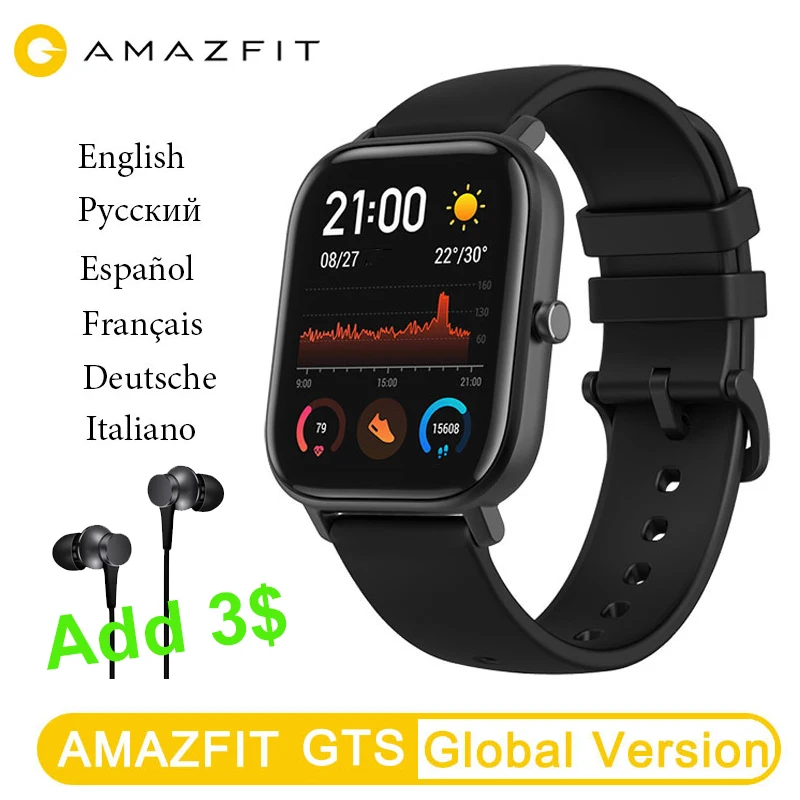 Amazfit GTS глобальная версия Xiaomi Huami Smartwatch gps профессиональный водонепроницаемый 12 спортивных режимов Поддержка Android iOS