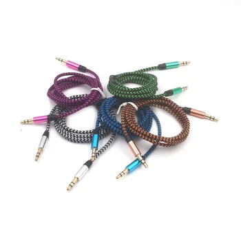 

1m Nylon Jack Aux Cable 3.5 Mm to 3.5mm Audio Cable Male to Male Kabel Gold Plug Car Aux Cord for Iphone Samsung Xiaomi