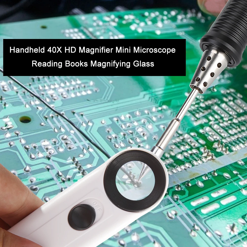 Ручной 40X HD лупа мини микроскоп для чтения книг увеличительное стекло монтажная