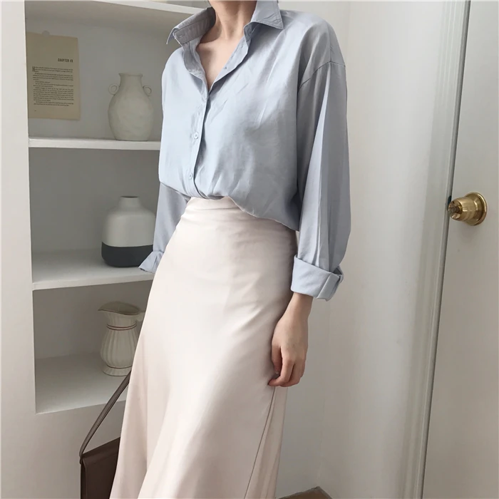 summer elegant high waist women long skirt solid A-line faldas mujer female solid slim jupe femme saia longa LJ108