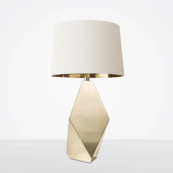 

Modern simple study polygon hardware desk lamp designer gold model bedroom art desk lamp