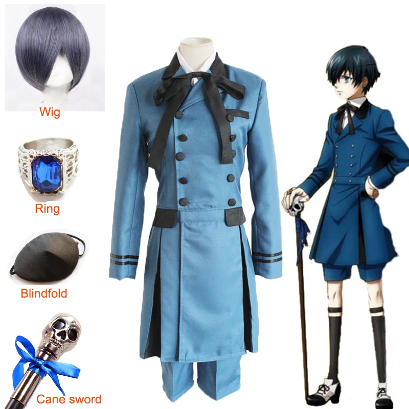 Anime Black Butler Kuroshitsuji Ciel Phantomhive Cosplay Costume Sebasti Aristocrat Emboitement Halloween |