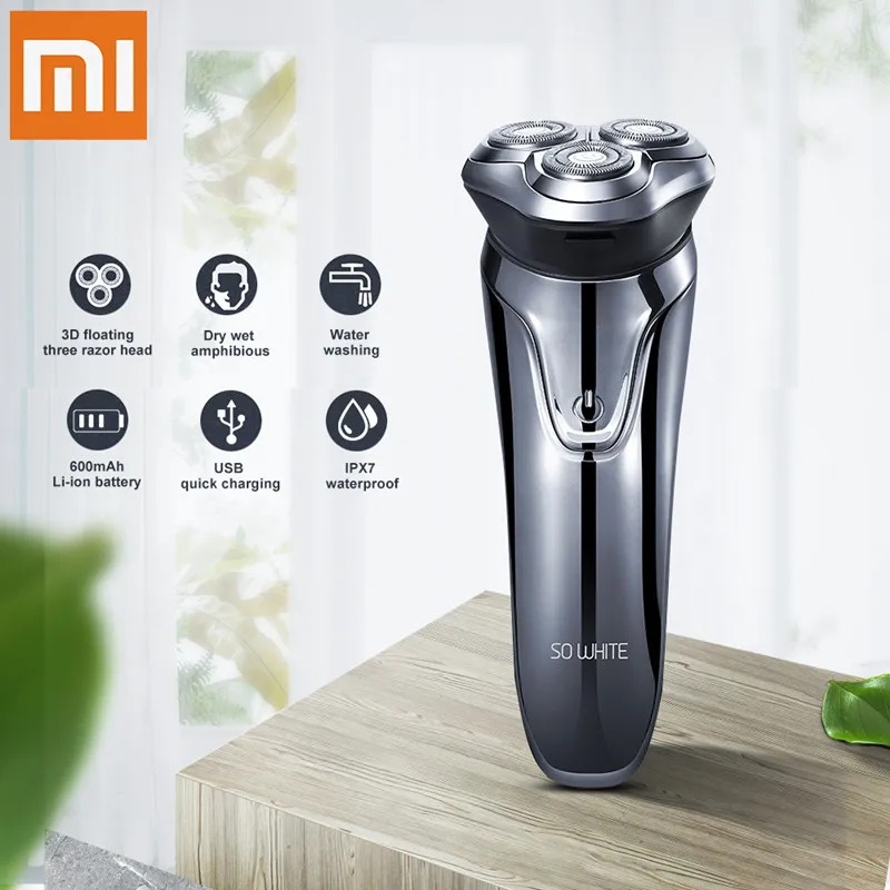 Цена Xiaomi Soocas SO WHITE ES3 электробритва для мужчин, беспроводная, 3 головки, USB, перезаряжаемая, водонепроницаемая, триммер для бороды, бритвенный стано...