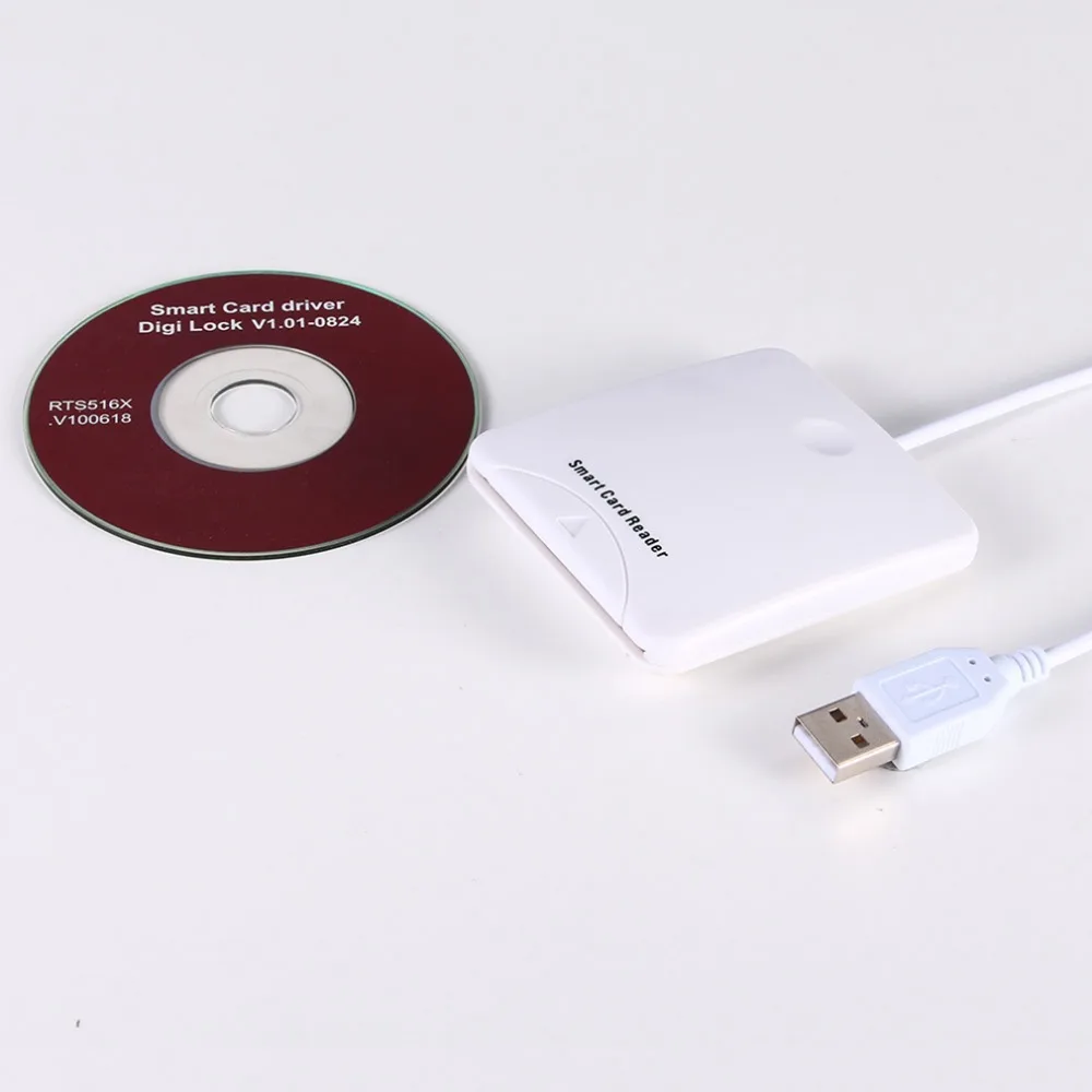 Portable White ABS USB Contact Smart Chip Card IC Cards Reader with SIM Slot