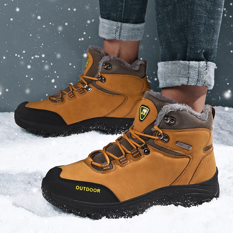 

RELKA 2019 New Winter Men Ankle Boots Anti-Slip Lining Plush Big size 45 46 Cowboy Snow Boots Men Shoes B32
