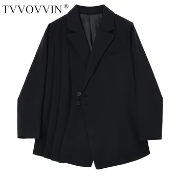 

Loose Women Gray Brief Pleated Split Blazer Lapel Long Sleeve Loose Fit Jacket Fashion Tide Spring Autumn 2020 UX17
