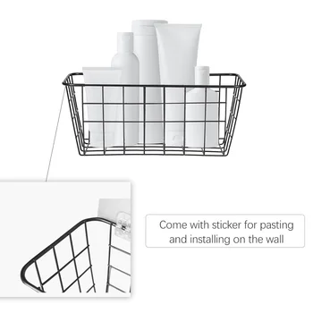 

New Household Iron Art Storage Basket Kitchen Bedroom Sundries Organizer Basket Wall Hanging Rack for Bathroom Kitchen Sundries