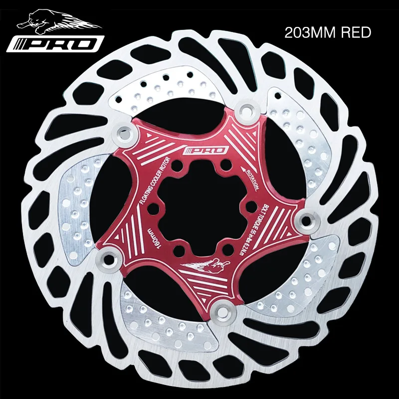 203mm Red 1PC IIIPRO AR68 MTB горный велосипед охлаждающий плавающий диск 140 мм/160 мм/180 мм/203 мм шесть ногтей дисковые тормоза черный, красный, синий - Цвет: 203mm Red 1PC