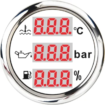 

New 52mm Waterproof Universal 3 in 1 Multi-Function Digital Gauge Water Temp Oil Level Oil Pressure With Alarm 9-32V