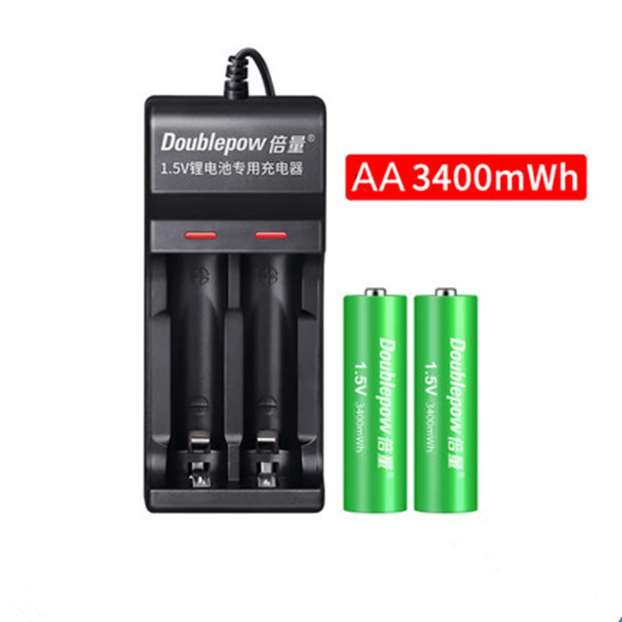 2pcs/lot New large capacity 1.5v 3400mWh AA rechargeable battery lithium with AAA smart charger | Электроника