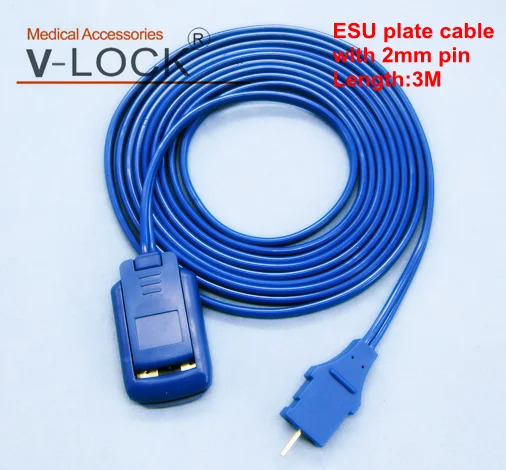 

V-LOCK ESU plate cable with 2mm pin for disposable bipolar plate and monopolar plate