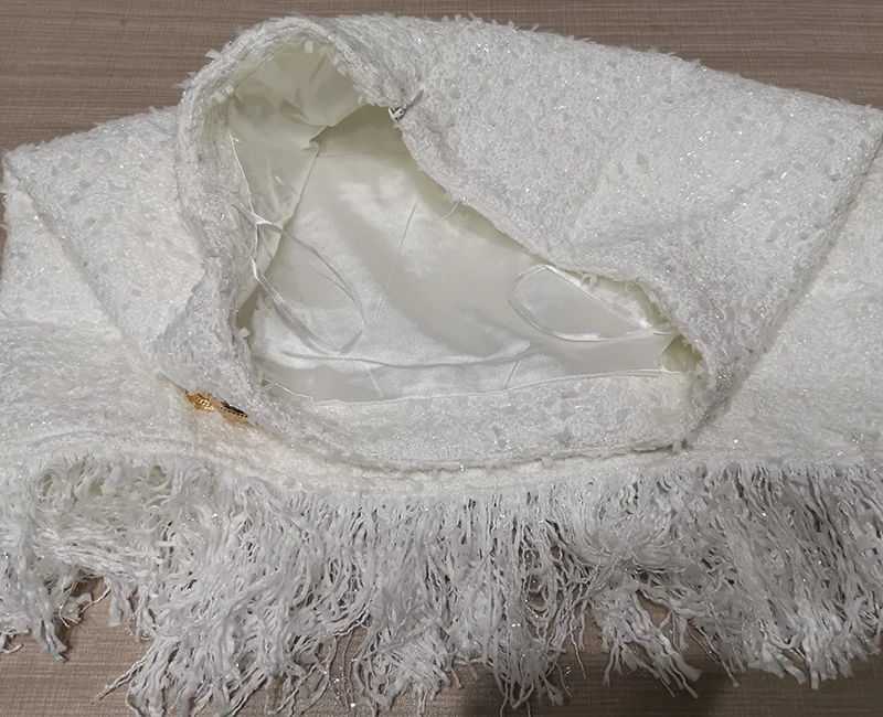 Высококачественная зимняя новая юбка короткая шерстяная с кисточками твидовая Сексуальная Офисная Женская юбка-карандаш белая двубортная Женская юбка на пуговицах