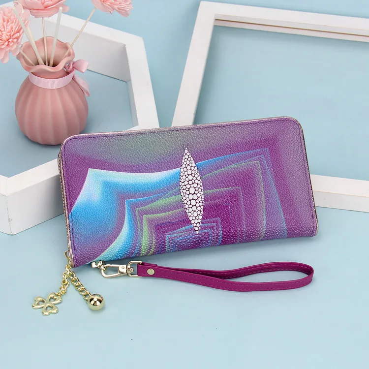 

2019 New Style Retro Fashion Clutch Bag Cowhide Zipper Long Wallet Ethnic-Style Women's Wallet