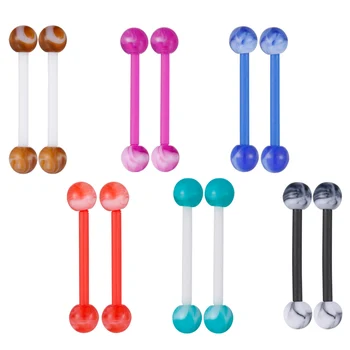 

Plastic Tongue Ring 12PCS Soft Clear Bar Barbell Piercing Transparent Acrylic Nipple Helix Piercing Dance Pircing Body Jewelry