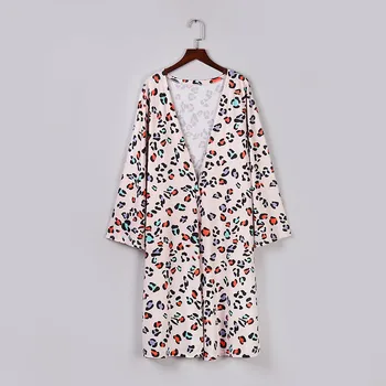 

JAYCOSIN Women's jacket fashion casual women's open long-sleeved light jacket cardigan ladies fashion color leopard print jacket