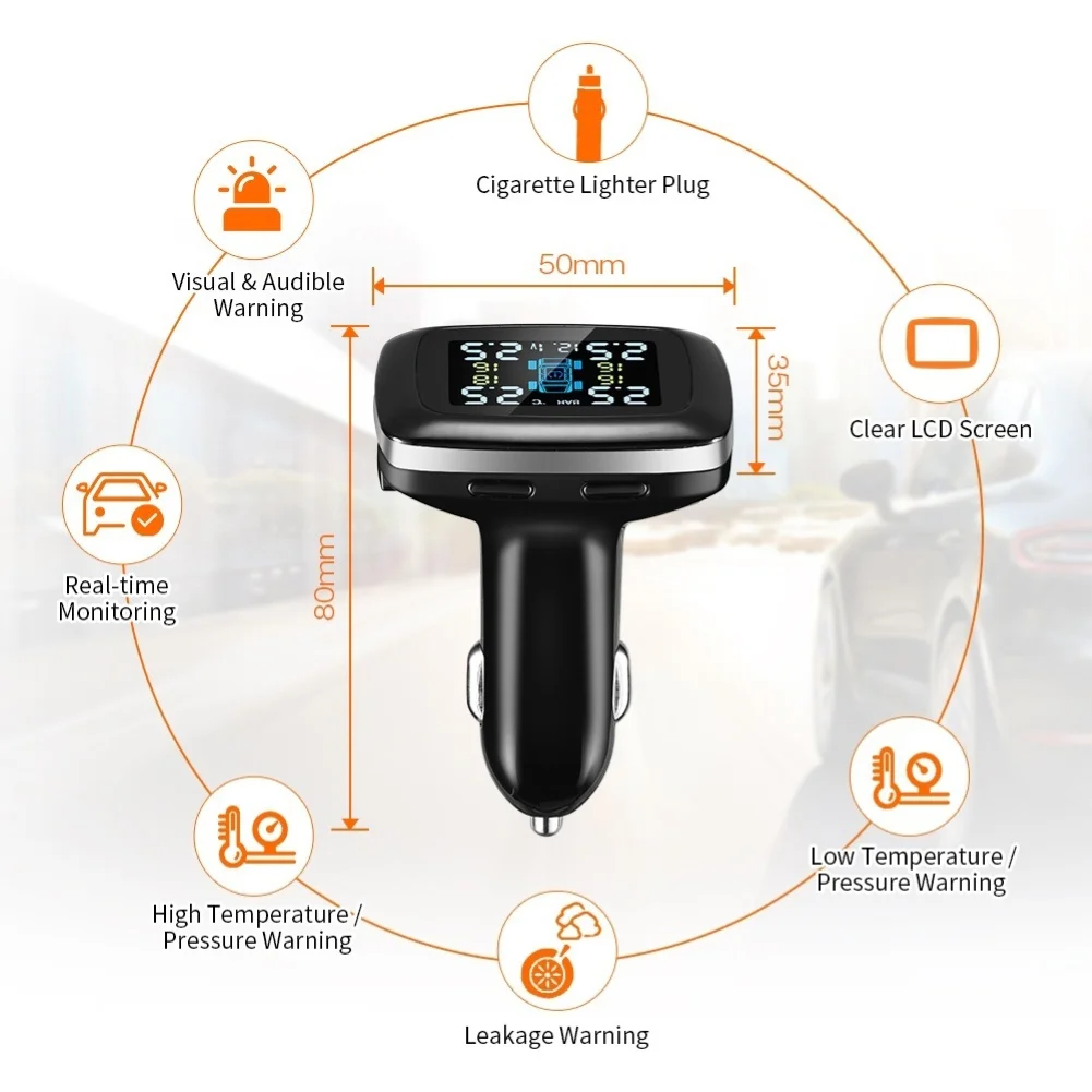 TPMS LED inalámbrico con alarma de presión de neumático de coche Monitor Sistema de Visualización d