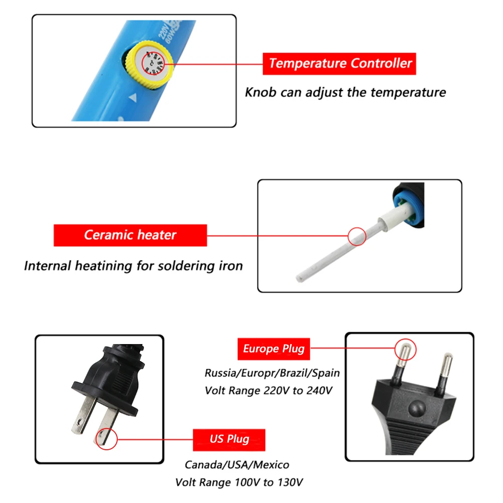 New Adjustable Temperature Electric Soldering Iron 220V 110V 60W 80W Welding Solder Rework Station Heat Pencil Tips Repair Tool portable stick welder