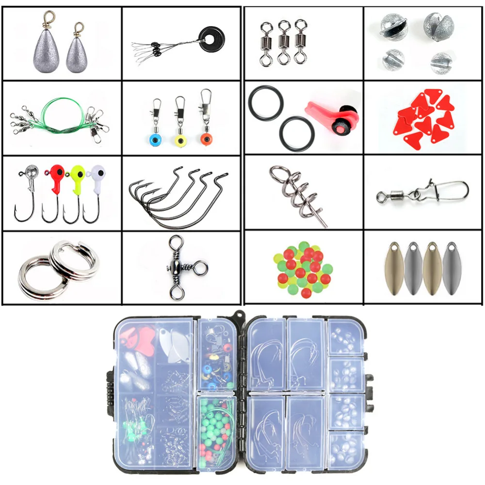 Conjunto de Equipamentos de Pesca Conjunto de Peças de Pesca com Pedra Conjunto de Peças de Pesca Luya Manivela Giratória Anzol 188 Peças Atacado Dropshipping 1 2 de peças de pesca com pedra, manivela