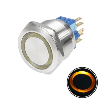 

uxcell Momentary Metal Push Button Switch 25mm Mounting Dia 5A 1NO 1NC 12V Yellow LED Light Flat Head