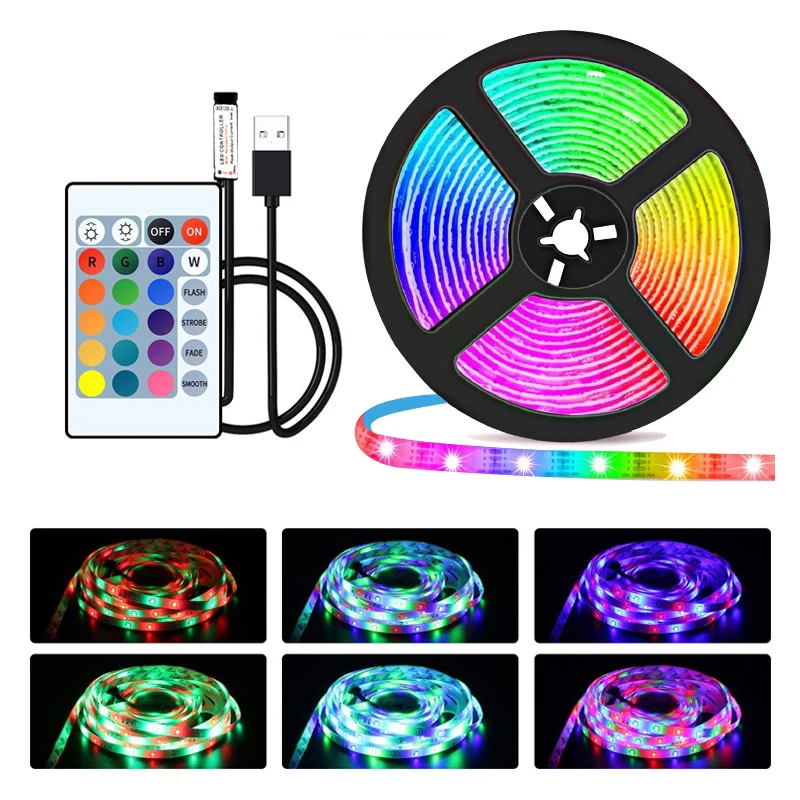 1M LED Lights StripS USB Infrared Control Control Light Strip Decoration Set 5V Soft Light Strip RGB Light Bar_voghion.com
