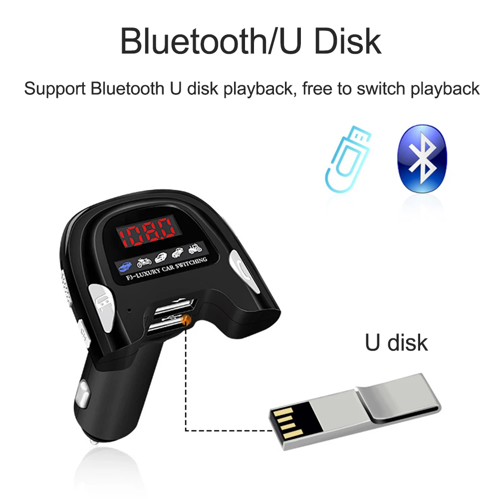 JINSERTA Bluetooth 5,0 FM передатчик двойной USB зарядное устройство U диск стерео воспроизведение музыки автомобиля Handsfree MP3-плеер навигация Reportor