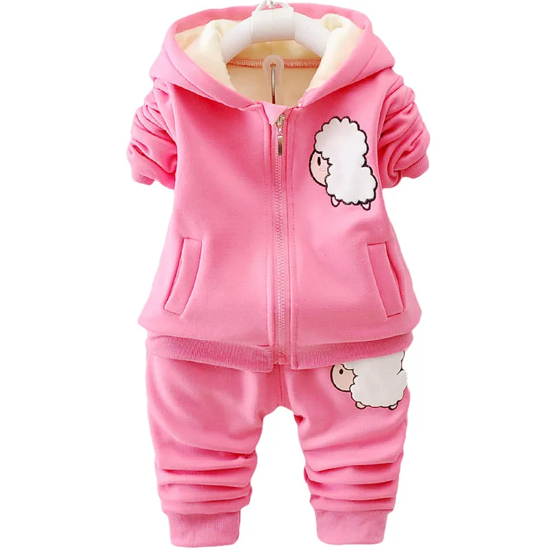 HotPink Детские комплекты одежды для мальчиков и девочек; зимний шерстяной жилет с капюшоном; куртки; штаны; плотные теплые спортивные костюмы; детская одежда; комплекты с брюками - Цвет: HotPink
