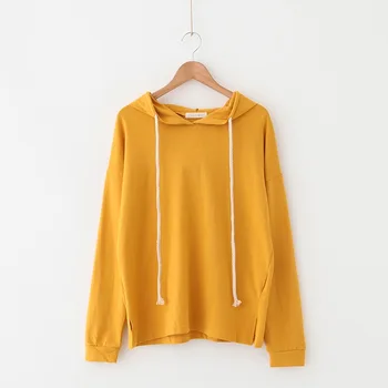 

2019 new solid color autumn and winter ladies sweatshirt casual hooded sweatshirt