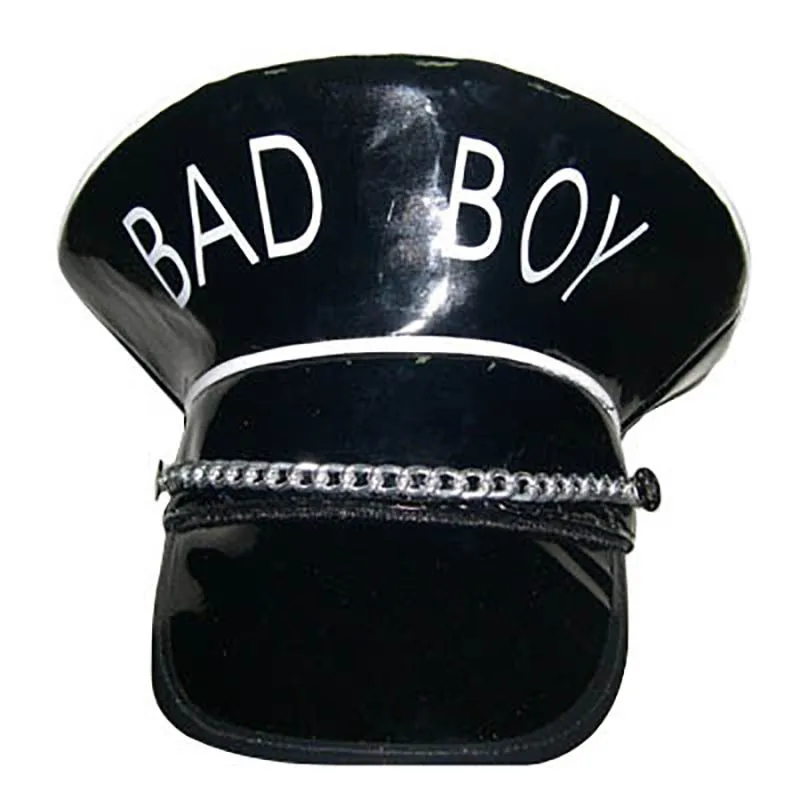 [Напрямую от производителя] модная черная крутая цепочка с цепочкой Bad BOY Bad шапочка для ребенка Детская атласная фуражка капитана шлем полиции