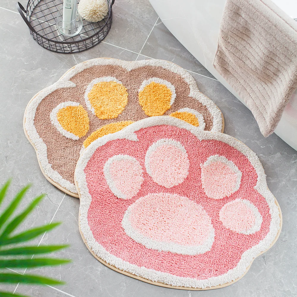 Cartoon Cat Claw Flocking Carpet Floor Household Toilet Doorway Bathroom Anti-slip Water Absorbing Mat | Дом и сад