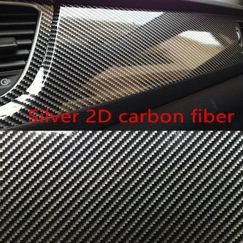 

Silver 2D Carbon Fiber Vinyl Wrapping Film Waterproof DIY Car Sticker Car Styling Phone cover computer accessory