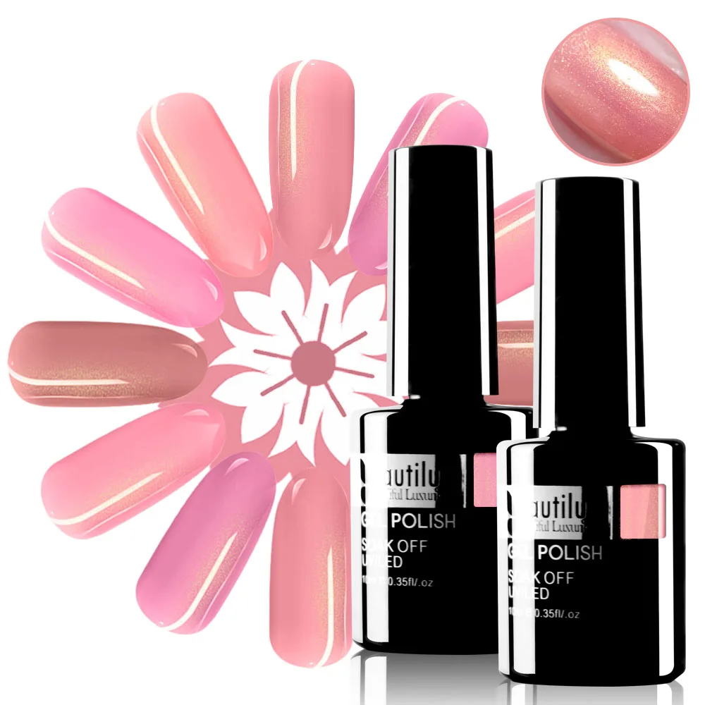 Beautilux Gel Nail Polish Glitter Nude Pink Camouflage Color Gels Varnish UV French Nails Ridge Filler Art Lacquer 10ml | Красота и